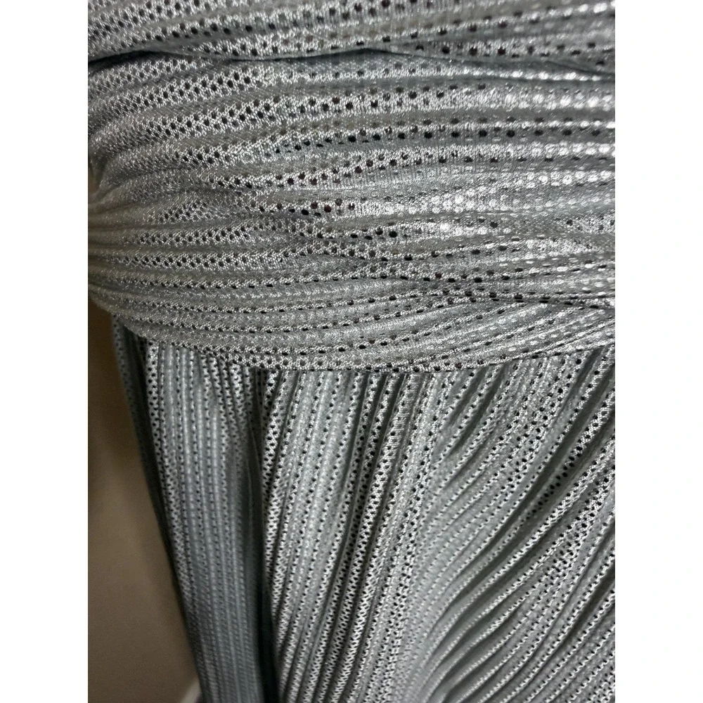 ATOIR Silver Metallic Pleated Asymmetric Mini Skirt XS NWT Ruched Party Festival